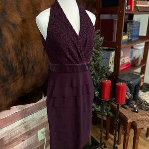 Purple Jones Wear Dress - lace overlay on top. short skirt. for a formal event